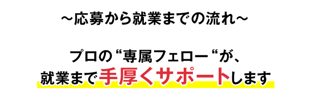 〜応募から就業までの流れ〜プロの“専属フェロー“が、就業まで手厚くサポートします